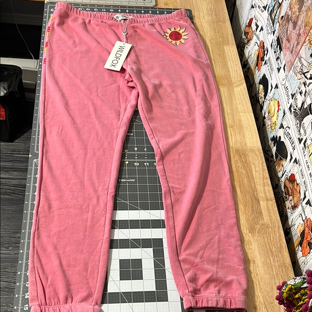 Wildfox Pink Joggers with Elastic Waistband and Tapered Legs